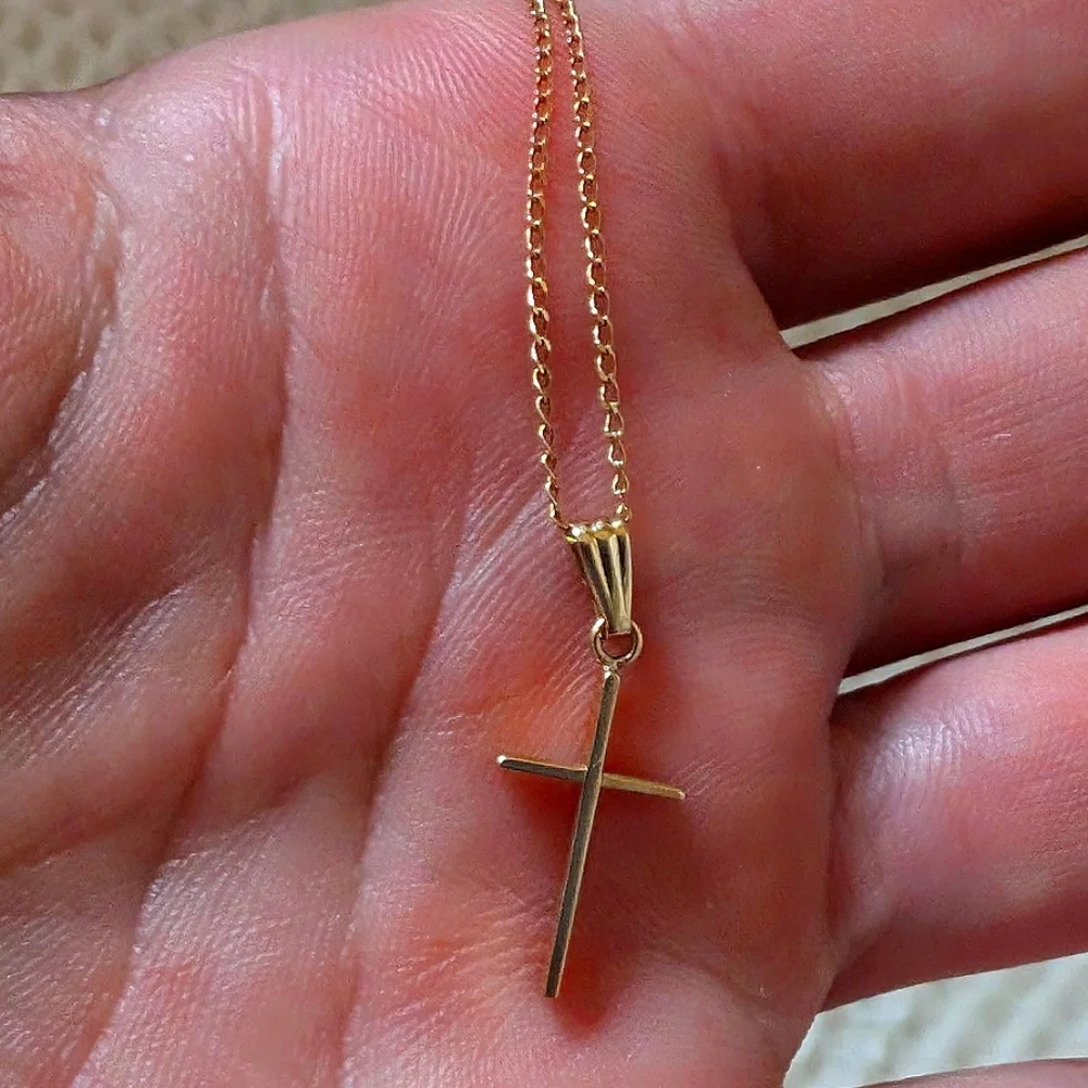 Gold Cross Pendant Necklace - Classic Women's Necklace